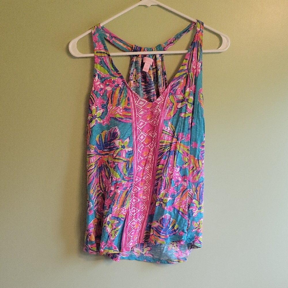 Lilly Pulitzer Tropical Floral Tank Top - Pink and Blue